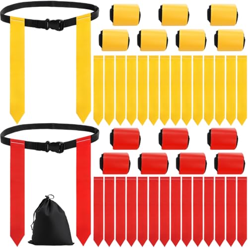 14 Player Flag Football Belts Set with Quick-Release Buckles and Flags