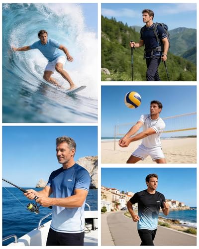 Men's UPF 50+ Short Sleeve Rash Guard Swim Shirt XX-Large Dark Blue