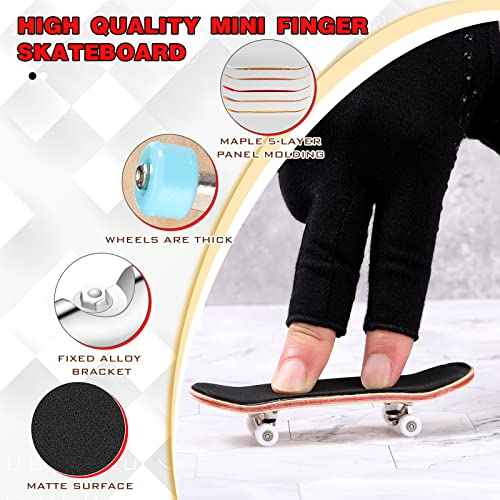2 Pieces Wooden Finger Skateboard Park Mini Finger Boards Toy Professional Skateboard with Mini Screws Driver Fingertip Movement Novelty Toys for Teens and Adults