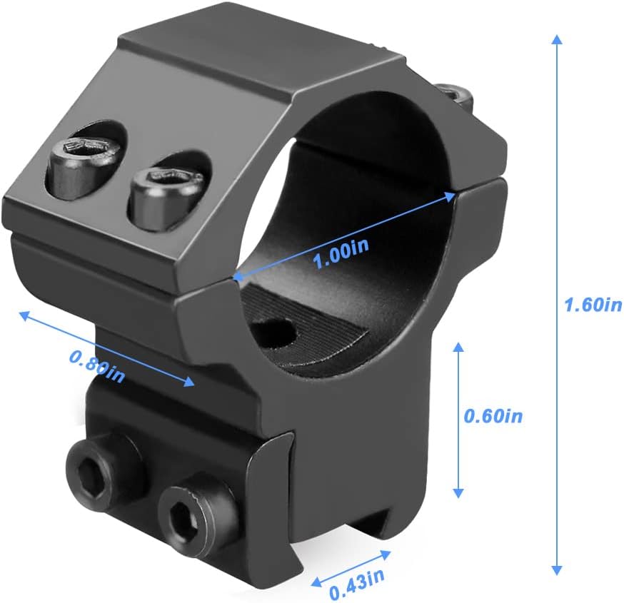 1'' Dovetail Scope Rings, Medium Profile Scope Mounts for 11 mm Dovetail Rails - 2 Pieces (One has Stop pin)