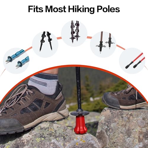 Hiking Pole Tips Set of 4 Rubber Replacement Tips for Trekking Poles