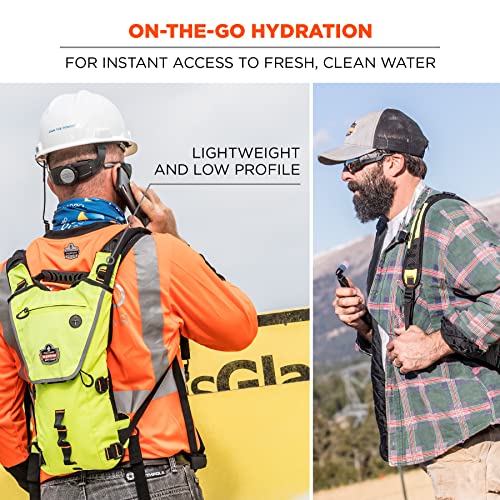 Ergodyne Chill-Its 5156 Hydration Backpack with Storage, Low Profile Pack, High Visibility Reflective, 3 Liter Bladder, Breakaway Shoulder Straps,Lime