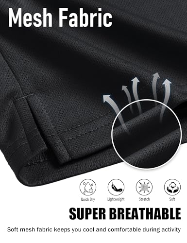 Men's 5-Inch Athletic Gym Shorts with Mesh Zipper Pocket - Quick Dry, Medium Black
