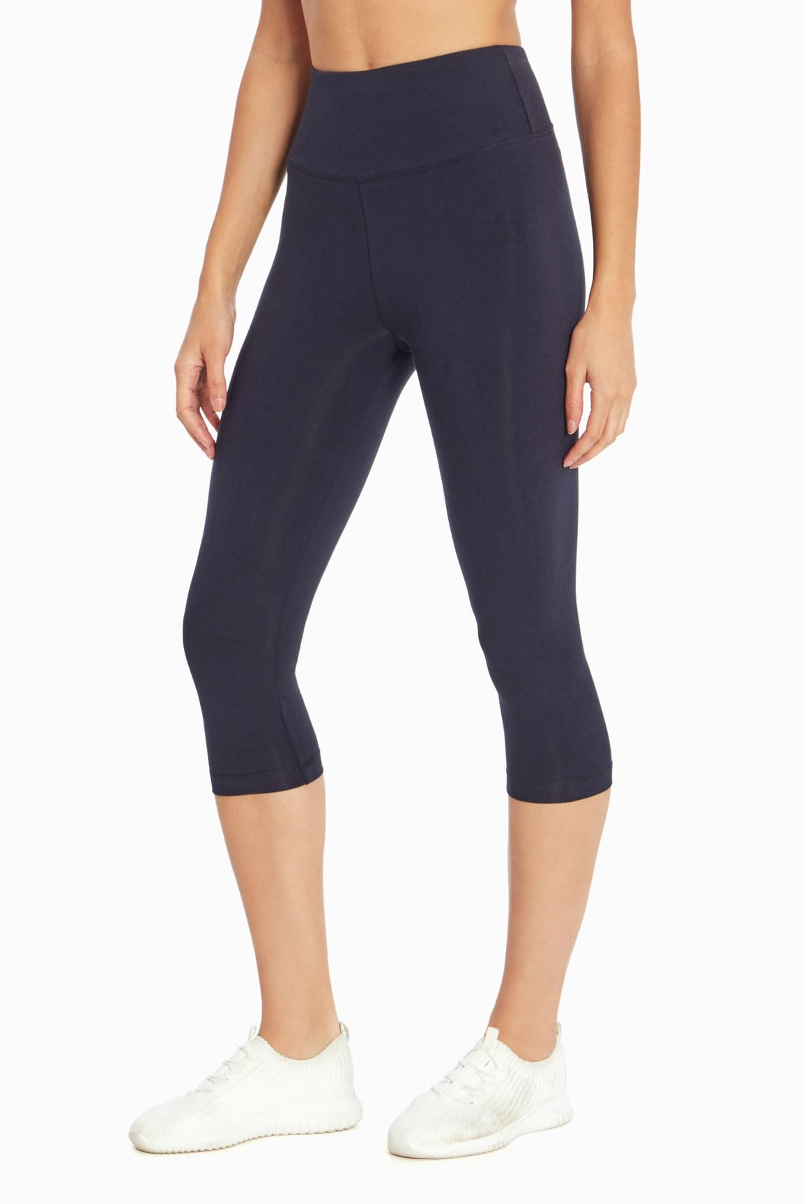 Bally Total Fitness Women's Mid-Rise Tummy Control Capri Legging, Midnight Blue, Small