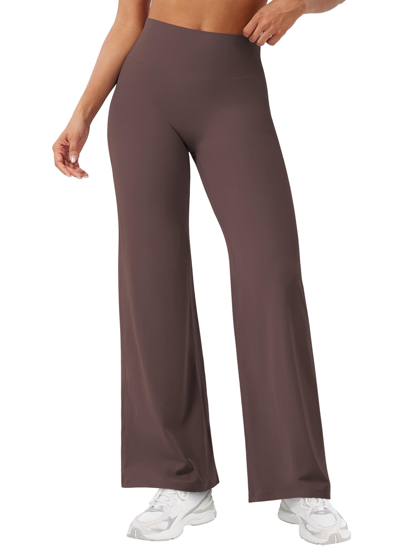 YEOREO Workout Leggings Womens No Front Seam Straight Leggings 29" High Waist Buttery Eddiy Gym Yoga Pants Plum Brown S