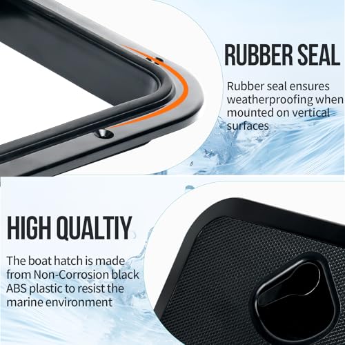 Marine Deck Access Hatch 14-Inch Black Rectangle Boat Hatch & Lid - Weatherproof