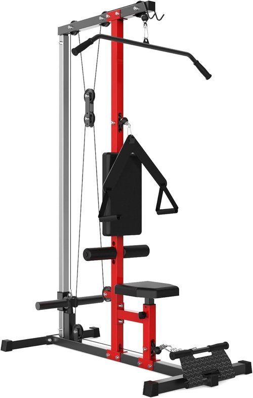 LAT Pulldown Machines - Floor Standing Cable Workout Machine 400Lbs Weight Capacity, Dual Pulley System, 20 Height Adjustments, Cable Machine Home Gym for Full Body Workout(Red)