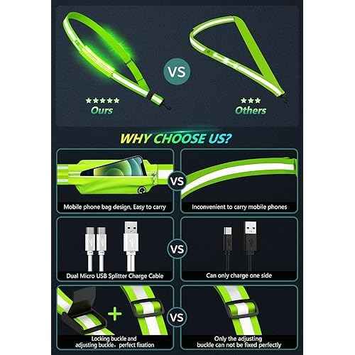 LED Reflective Belt Sash for Walking at Night,Running Safety Gear LED Light Up Running Belt for Runners Walkers