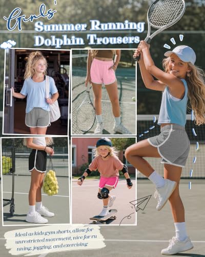 4 Pack Girls' Athletic School Shorts - Comfortable Polyester Cotton Spandex