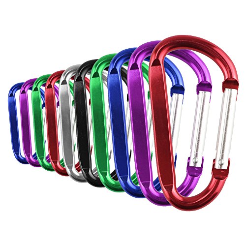 Aluminum D-Shape Carabiner Clip 1.8 Inch Pack of 10 for Camping Hiking Outdoor