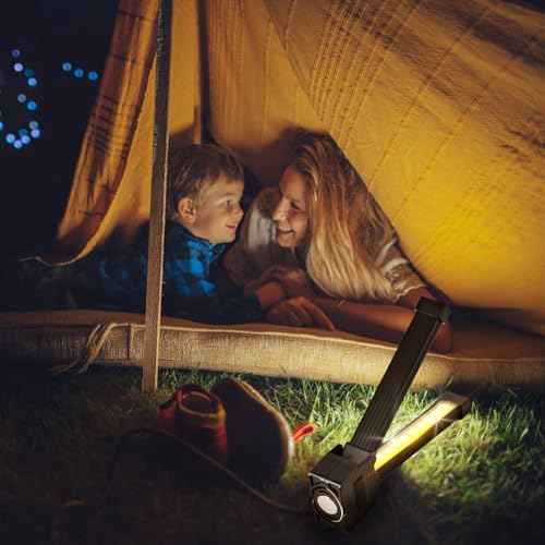 Magnetic Gym Lamp for Posing, Portable Magnet LED Flashlight with Hanging Hook, 7th Gear Dimming & 180 Degree Folding, Handheld USB Rechargeable Power Bank Camping Light