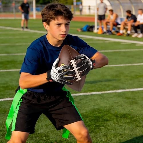 Kids Football Gloves Youth Sticky Receiver Gloves for Boys and Girls Black XS/S