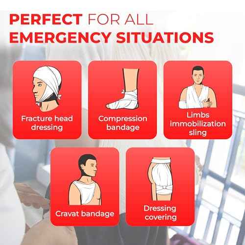 Triangular Bandage, 40" x 40" x 56", 100% Cotton, Individually Wrapped with 2 Safety Pins Per Bandage, Multi-Purpose Sling & Dressing for First Aid Kits ? 24 Pack