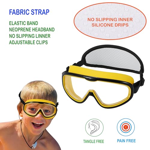 Kids Swim Goggles Age 3-8 2-Pack - Toddler Child Swimming Mask No Hair Pull - Bat & Spider Variation