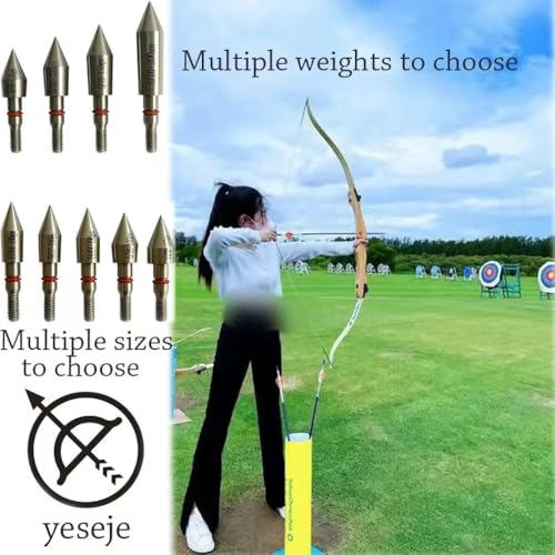 9/32” 100 Grain Stainless Steel Field Points for Archery - Front-Tapered Tips with O-Ring Lock, Mirror Polished Arrow Tips (12 Pack)