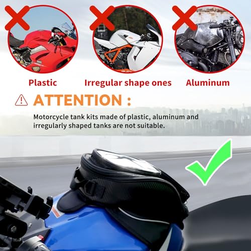 10L Motorcycle Tank Bag Oxford Saddle Black with Magnetic Fastening