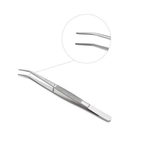 Stainless Steel Tweezers, with Curved Serrated Tip Multipurpose Sewing Machine Tweezers Forceps for Craft Repairing (2 Pcs set)