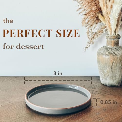 MORA Ceramic Flat Plates Set of 6-8 Neutrals - Microwave, Oven & Dishwasher Safe