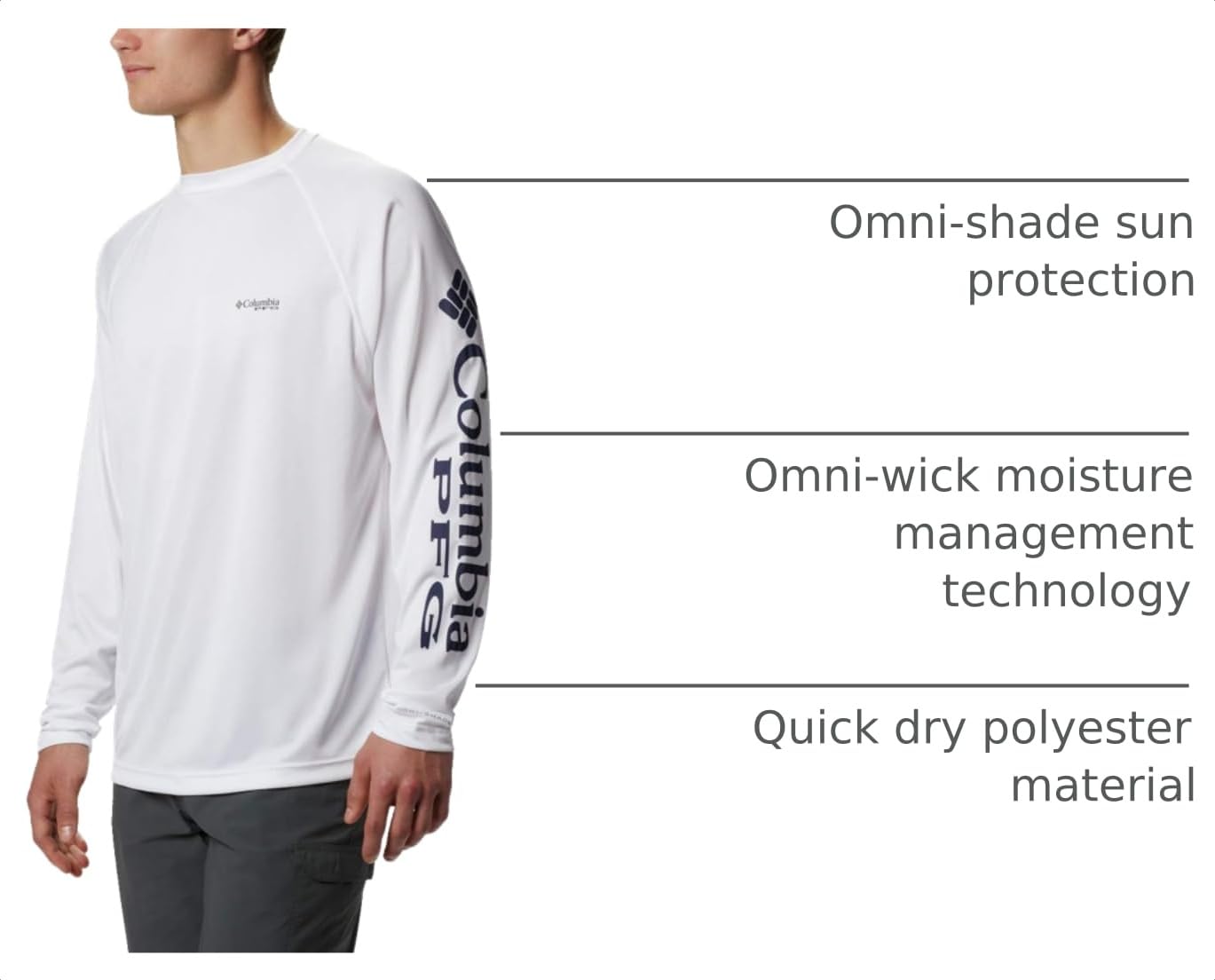 Columbia Men's PFG Terminal Tackle Long Sleeve Fishing Shirt, White/Nightshade Logo, 4X