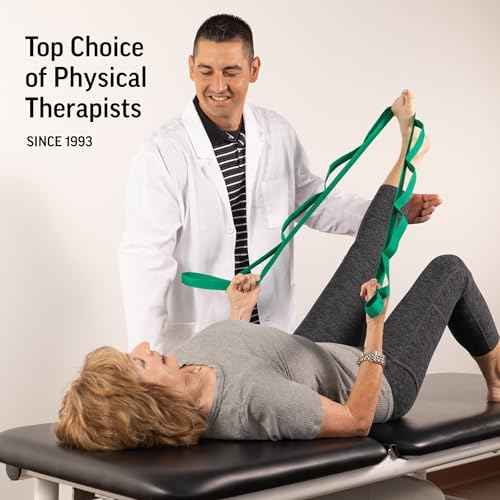 OPTP The Original Stretch Out Strap with Exercise Book, for Flexibility and Mobility Exercises. Stretch Out Straps for Physical Therapy, Yoga Stretching Strap and Knee Therapy Strap. Made in the USA