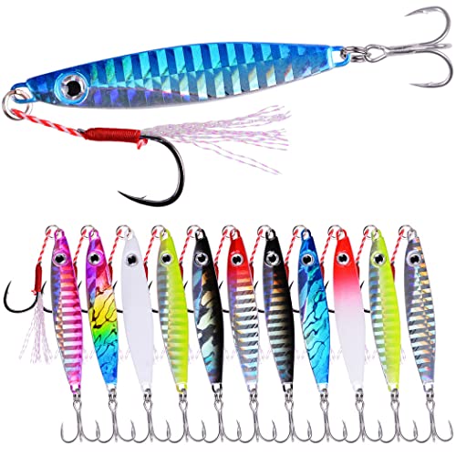 Micro Jigging Metal Spoons 12pcs 30g 7.5cm Saltwater Fishing Lures