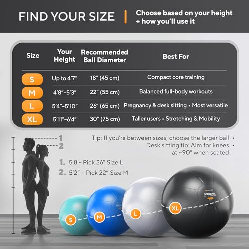 XXL Black Exercise Yoga Ball for Pregnancy, Office & Fitness - 85cm