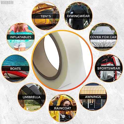 VIKROM Tent Seam Tape 65 Ft Lenght 0.8 Inch Wide Waterproof - White Tape Tent Repair Waterproof Seam Sealer