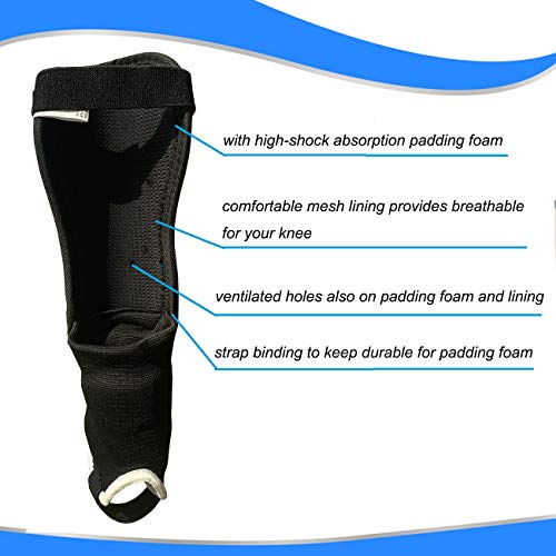 Soccer Shin Guards with Low-Profile Flexible Impact Protection - Medium Black/White, Youth & Junior
