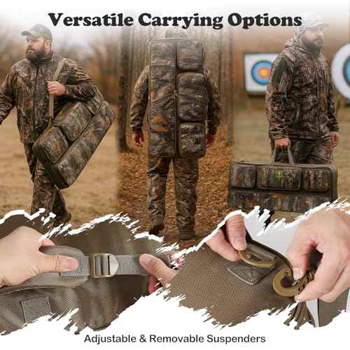 Soft Compound Bow Case, Archery Bag with Arrow Pockets and Adjustable Straps,Durable Compound Bow Backpack with Soft Padding and Zipper, Carrying Archery Case for Storge and Protection