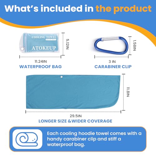 Cooling Hoodie Towels for Neck and Face 3 Pack - Light Gray Blue White