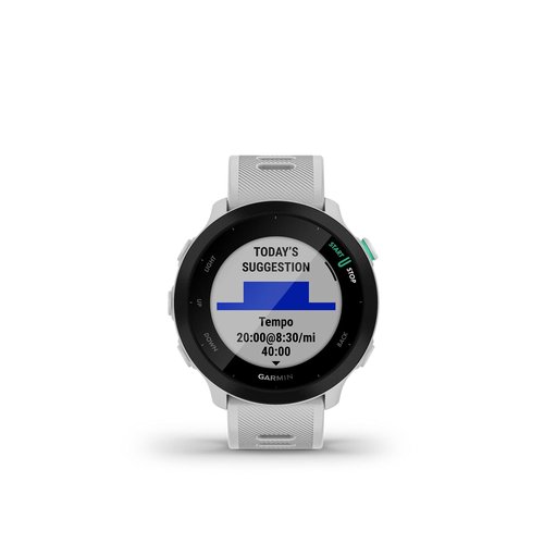 Garmin Forerunner 55, GPS Running Watch with Daily Suggested Workouts, Up to 2 weeks of Battery Life, White