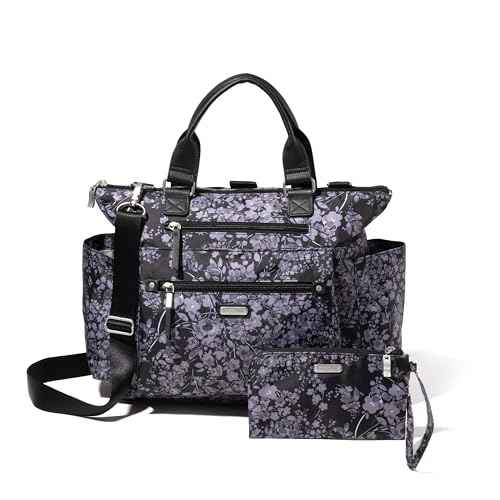 Baggallini Womens 3-in-1 Convertible Backpack, Black Hydrangea, One Size US