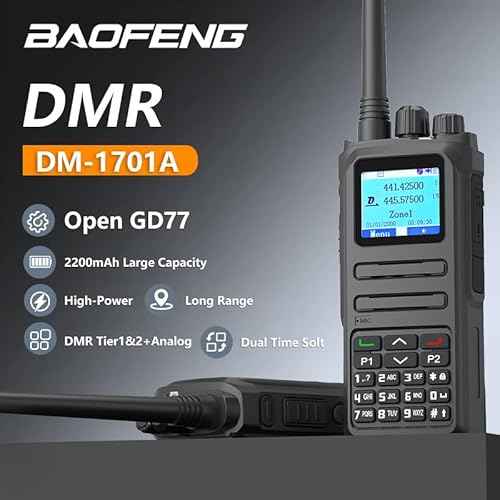 BAOFENG DM-1701A Digital Two Way Radio DMR Analog Walkie Talkie GD-77 Dual Band 5W Long Range Amateur Radio Upgrade Appearance with Programming Cable