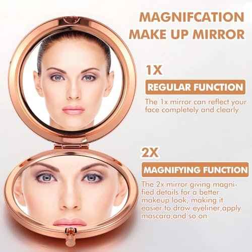 12 Pcs Small Compact Folding Pocket Makeup Mirror - Round Hand Held Mirror with 1X/2X Magnification for Women Girls Travel