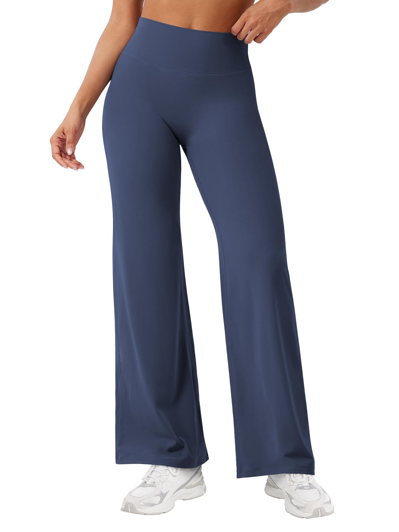 YEOREO Workout Leggings Womens No Front Seam Straight Leggings 29" High Waist Buttery Eddiy Gym Yoga Pants Navy Blue L
