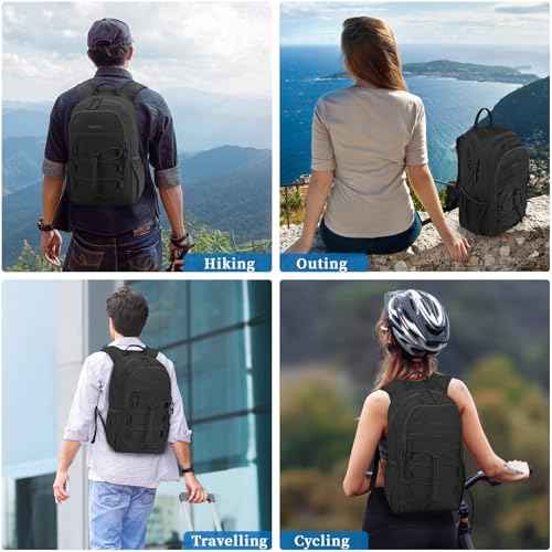 ZOMFELT Hiking Backpack for Women Men, 15L Lightweight Packable Backpack for Trip, Water Resistant Small Travel Backpacks, Foldable daypack for Hiking, Walking, Cycling, Camping, Black