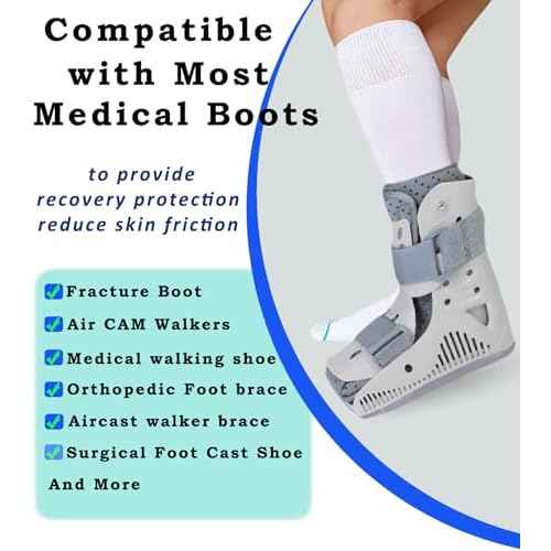 Walking Boot Sock Replacement Extra-Wide Knee High Socks for Foot Brace,Fracture Boot Men & Women 2 Pairs
