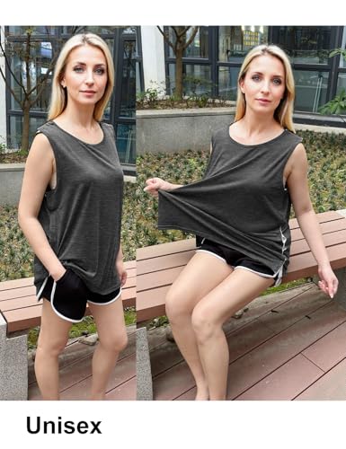 Unisex Shoulder Surgery Shirt - Snap-Access Sleeveless Tank (X-Large, Dark Grey) - Shishuyu