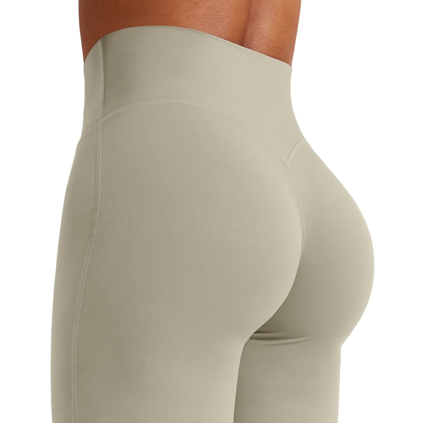 YEOREO Workout Leggings Womens No Front Seam Straight Leggings 35" High Waist Buttery Eddiy Gym Yoga Pants Light Sand L
