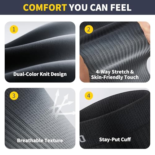 Calf Compression Sleeves 20-30mmHg Gray X-Large Leg Support for Runners & Travelers