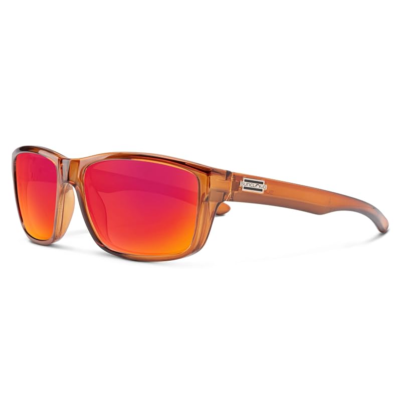 Suncloud Mayor Polarized Sunglasses - 100% UV Protection, Crystal Amber with Polarized Red Mirror