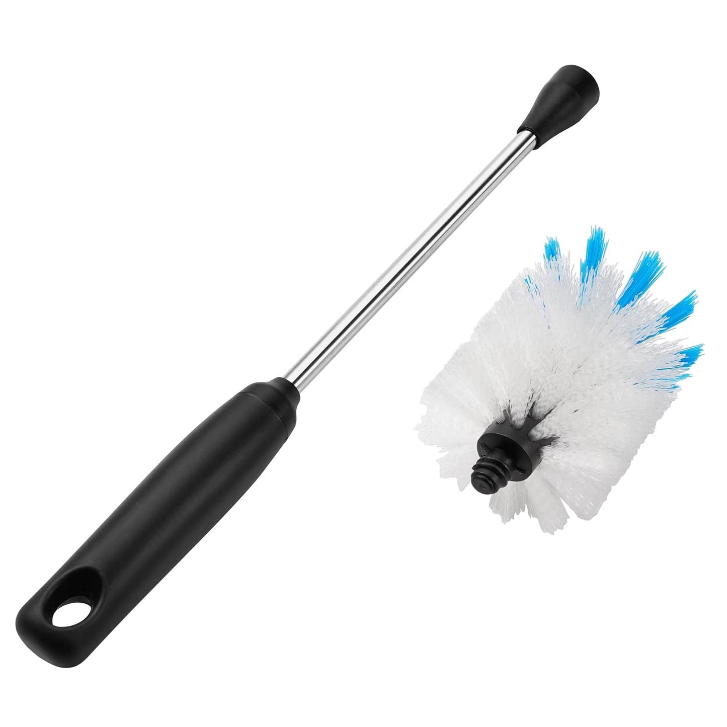 MOSOLAN Stainless Steel Bottle Brush with Replaceable Head, 2 Pack Long Handle Scrubbing Brush for Water Bottles, Glasswares, Mugs, Flasks, Tumblers, Vases, and Kitchen Sink, White, 13 in