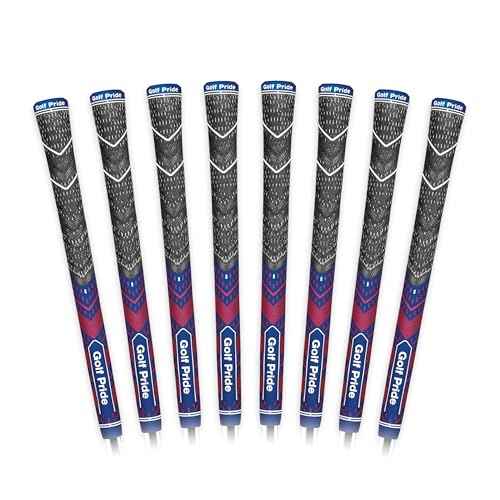 Golf Pride MCC Plus4 Golf Club Grip - All-Weather Hybrid Grip with Larger Lower Hand - Brushed Cotton Cord & Pebbled Texture - Navy/Red