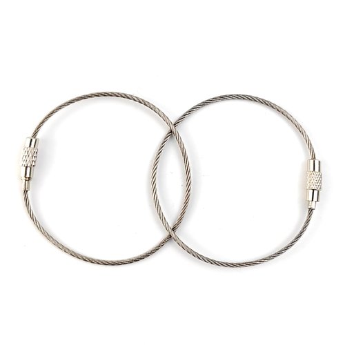 ROYHOO 60PCS 6 inch Stainless Steel Wire Keychains Cable, Key Rings, Heavy Duty Luggage Tags Loops Tag Keepers 1.5mm Twist Barrel Silver