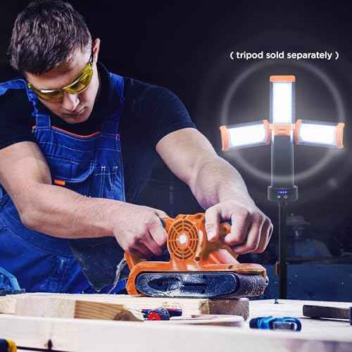 BLACK+DECKER Utility Light, Rechargeable 2000 Lumens LED 3 Panel Work Light with 6000mAh Battery Bank & Flashlight, 3 Light Colors, 4 SOS Modes, Dimmable, IP44 Water-Resistant, Magnetic & Hook Mount
