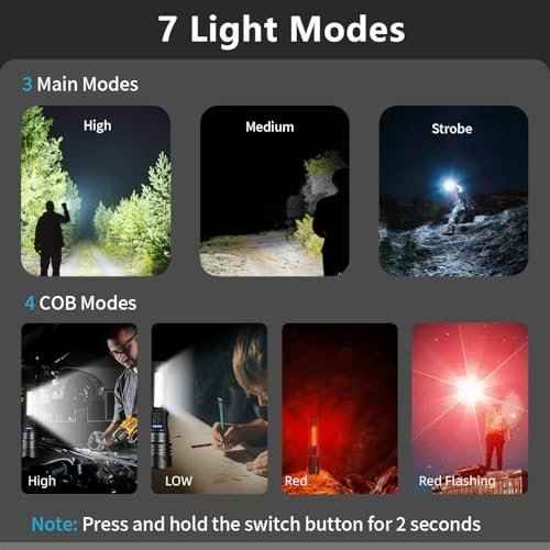 2 Pack LED Rechargeable Flashlights, 90,000 High Lumens Super Bright Flash Light, 7 Modes with COB Light, IPX6 Waterproof, Adjustable Focus Tactical Flashlights for Home Camping and Emergencies