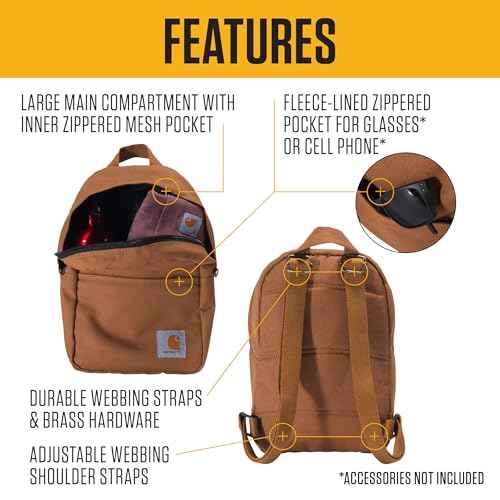 Carhartt Classic Mini Backpack, Durable, Water-Resistant Backpack with Adjustable Shoulder Straps, Black