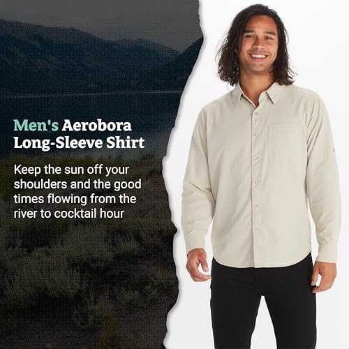 MARMOT Men's Aerobora Long Sleeve Button-Down Shirt - Lightweight, Packable, Quick-Drying UPF Protection