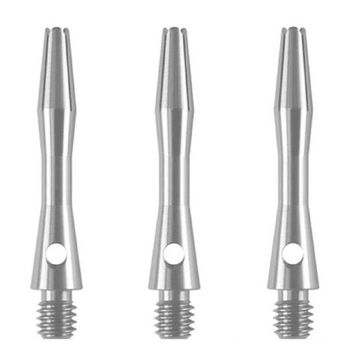 Silver Aluminum Dart Shafts - 3 Sets (9 shafts), 2BA Ex-Short Length + O'rings - 1 1/4 in