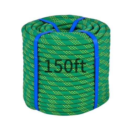 150Ft Heavy Duty Climbing Rope for Arborists - Green, 1/2 Inch Diameter